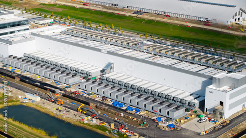 Aerial view of construction of new AI hub and Data center at the suburbs of Columbus, Ohio