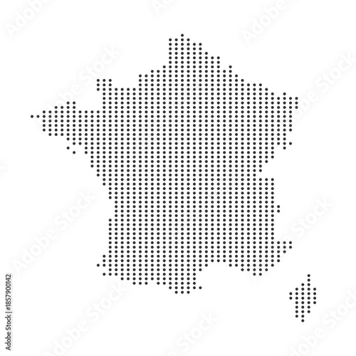 French Halftone map in dotted pattern design for travel & geography