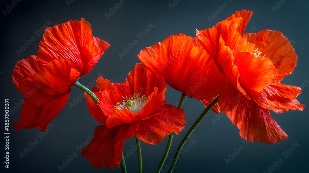 Fototapeta premium Red poppy flower against blue sky