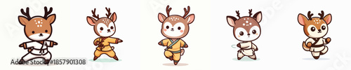 cute deer vector in shaolin costume