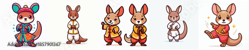 cute kangaroo vector in shaolin costume