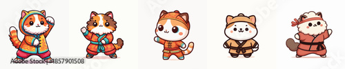 cute cat vector in shaolin costume