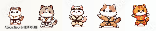 cute cat vector in shaolin costume