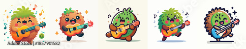 cute kiwi vector playing guitar