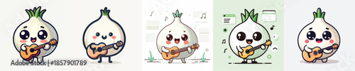 cute onion vector playing guitar