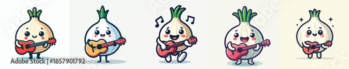 cute onion vector playing guitar