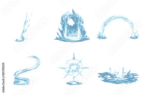 Quiet Light Icons. Solid style icons of Quiet Light: beam shard, whisper gate, glowing arc, soft thread, luminous node, fractured