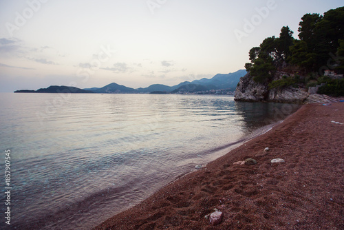 View to Kraljeva beach and the city of Budva, Montenegro