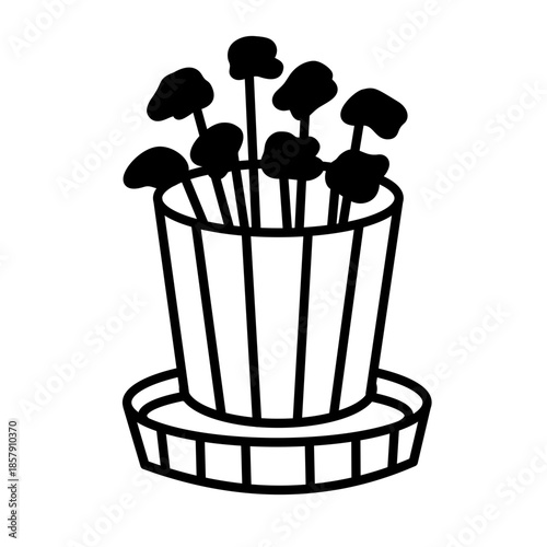 Hand-drawn Mint Plant in Garden Plot Line Art, Minimalist Herb Vector Illustration, Organic Gardening Icon, Fresh Plant Outline Artwork, Culinary and Herbal Concept
