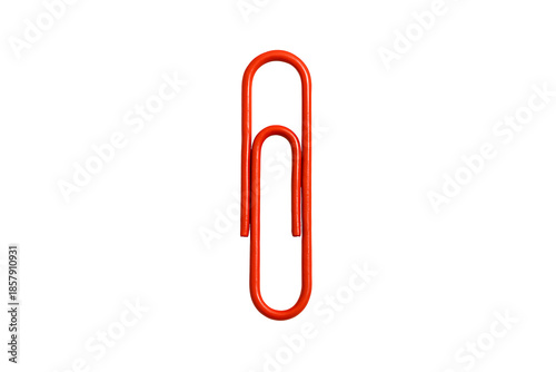 Single red paper clip isolated on black background representing office stationery minimal business concept symbol of organization attachment and corporate productivity with simple classic design