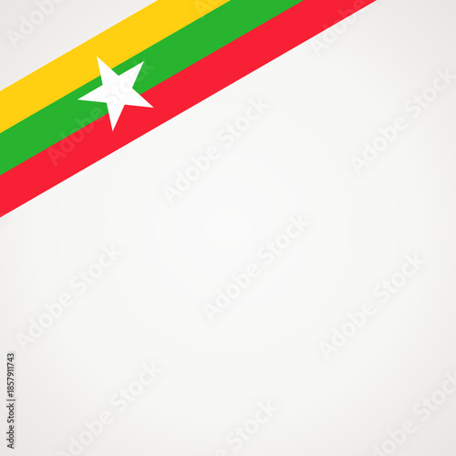 Top left corner ribbon flag of Myanmar