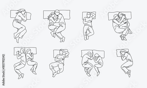  People Sleeping  Top View architectural drawing isolate white background.	