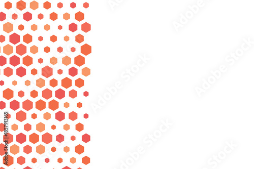 Hexagon pattern with honeycomb, cartoon bees. Vector illustration, geometric texture. Design template for invitation, card. Doodle style. Background with copy space.