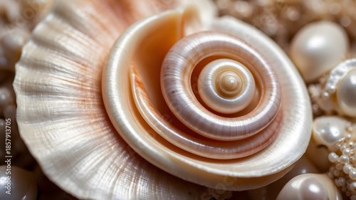 Natural Spiral Seashell Close Up with Soft Organic Texture
