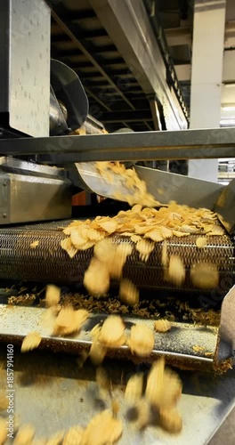 Chips production on a conveyor belt in a factory