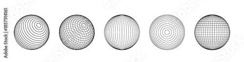 Globe grid spheres PNG. Virtual reality hologram spheres. 3D cyberpunk wireframe globe grid design isolated vector