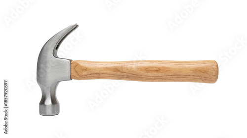 Claw hammer with wooden handle on transparent background