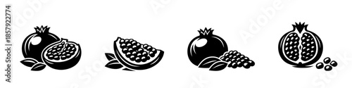 Fruit vector icons set. pomegranate designs for illustrations and graphics