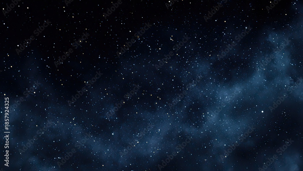 Fototapeta premium Deep blue space background with scattered yellow star-like specks and nebula clouds