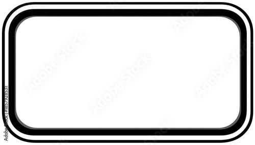 White rectangle shape with rounded corners & black outline