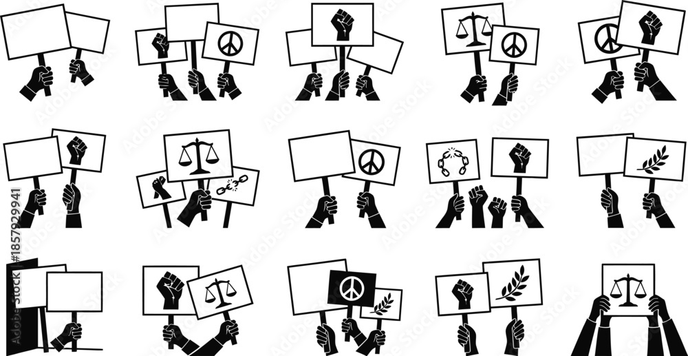 Obraz premium Blank protest signs for social justice movements