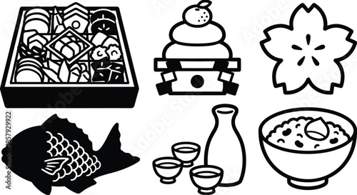 Japanese Food Icons for Traditional Celebrations