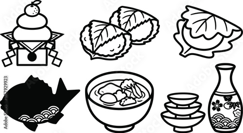 Japanese Food Icons for Traditional Celebrations