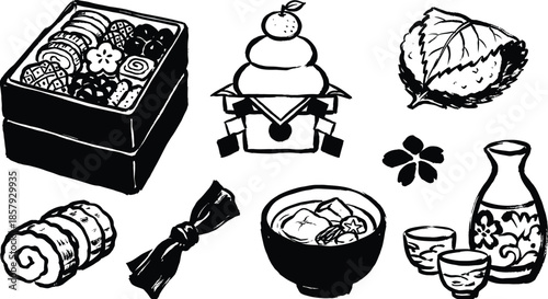Japanese Food Icons for Traditional Celebrations