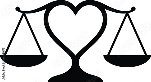 Justice scales with heart symbolizing equality and balance