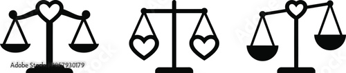 Justice scales with heart symbolizing equality and balance