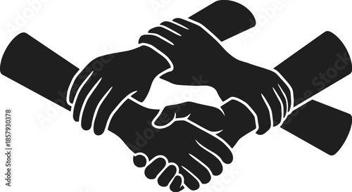 Diversity hands interlocking symbolize unity and connection.