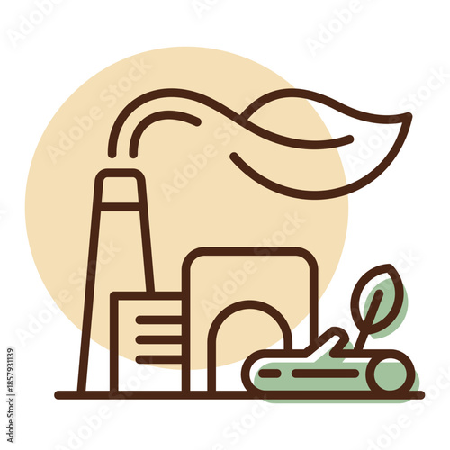 Biomass energy plant outline vector icon