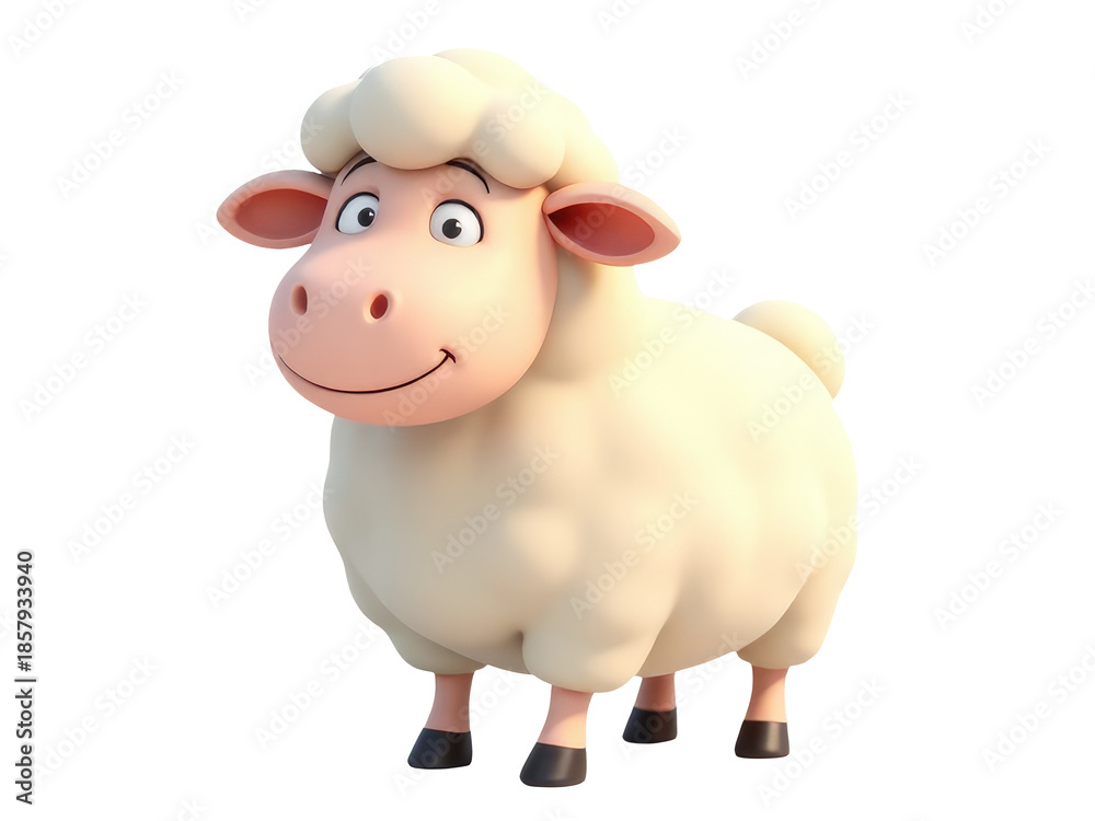 Obraz premium A simple of a sheep standing on a white background, suitable for children's illustrations or decorative designs
