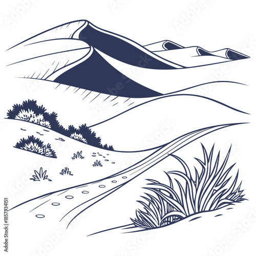 Minimal Desert Landscape Vector Art