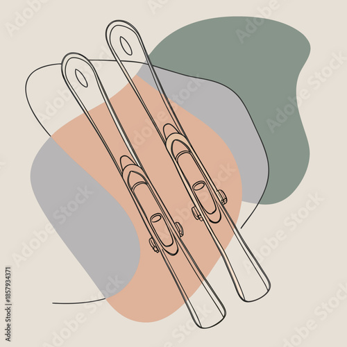 Alpine Skis Vector Illustration