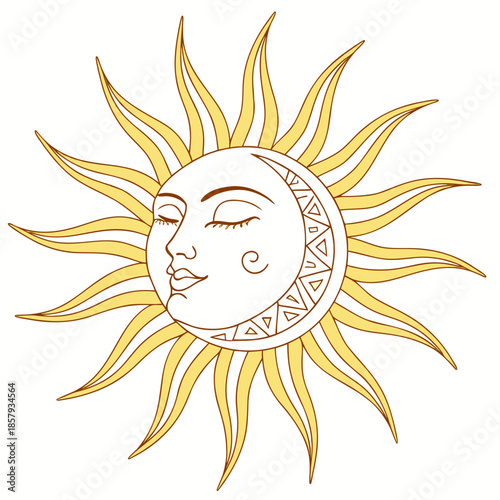 Minimal Yellow Sun Flat Vector