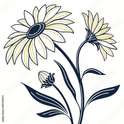 Flat Sunflower Floral Vector Design
