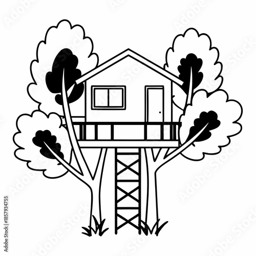 Cute Backyard Treehouse Flat Icon