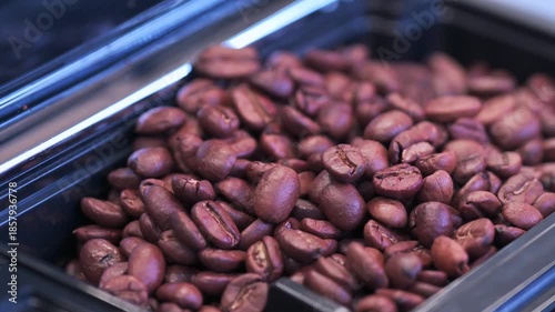 Coffee beans in the machine
