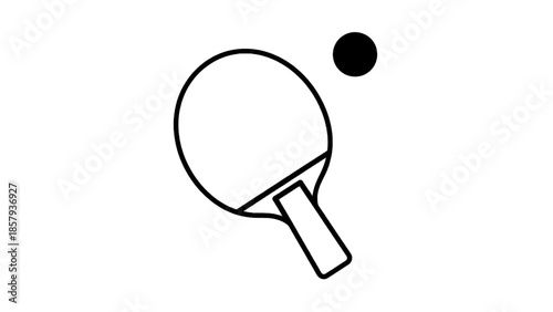 Vector illustration of a ping pong paddle and ball on transparent background