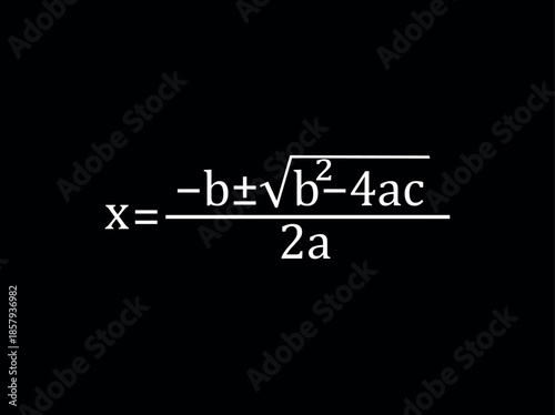 Quadratic formula in math. Vector illustration.