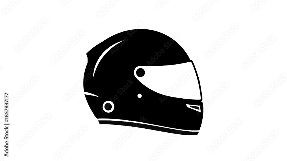 Obraz premium Vector illustration of a black racing helmet on transparent background