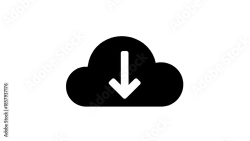 Vector illustration of a cloud download icon on a transparent background