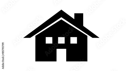 Vector illustration of a house icon on transparent background, simple black and white design