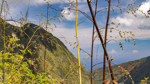 Mafate Circus Galets river and mountains in Reunion Island in Indian Ocean