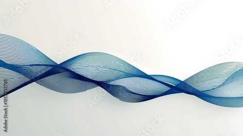 Abstract Blue Flowing Wave Lines on White Background for Business and Technology Design