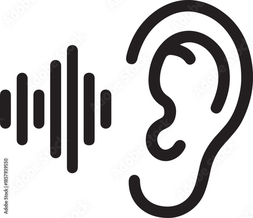 Sound Waves Entering an Ear Icon