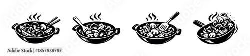 Cooking vector icons set. culinary kitchen, food preparation symbols