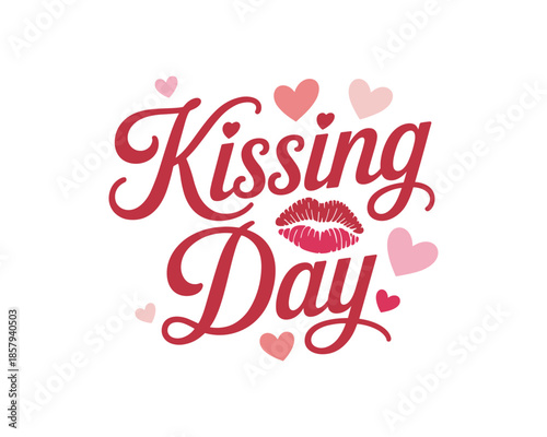 Happy Kiss Day, February 13th, as part of Valentines Week, and July 6th, as International Kissing Day, Kiss Day Dates Part of Valentines Week, celebrated by couples World kiss day vector design