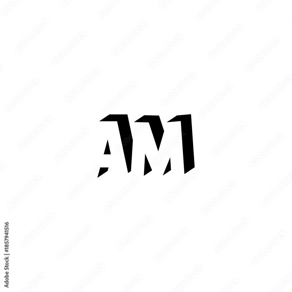 Fototapeta premium AM Negative Space Monogram Logo – Modern Minimal Lettermark Design